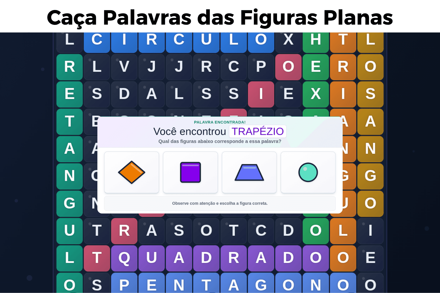 Caça Palavras das Figuras Planas